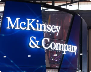 Event branding and signage for the McKinsey & Company SHC event in Riyadh, Saudi Arabia.