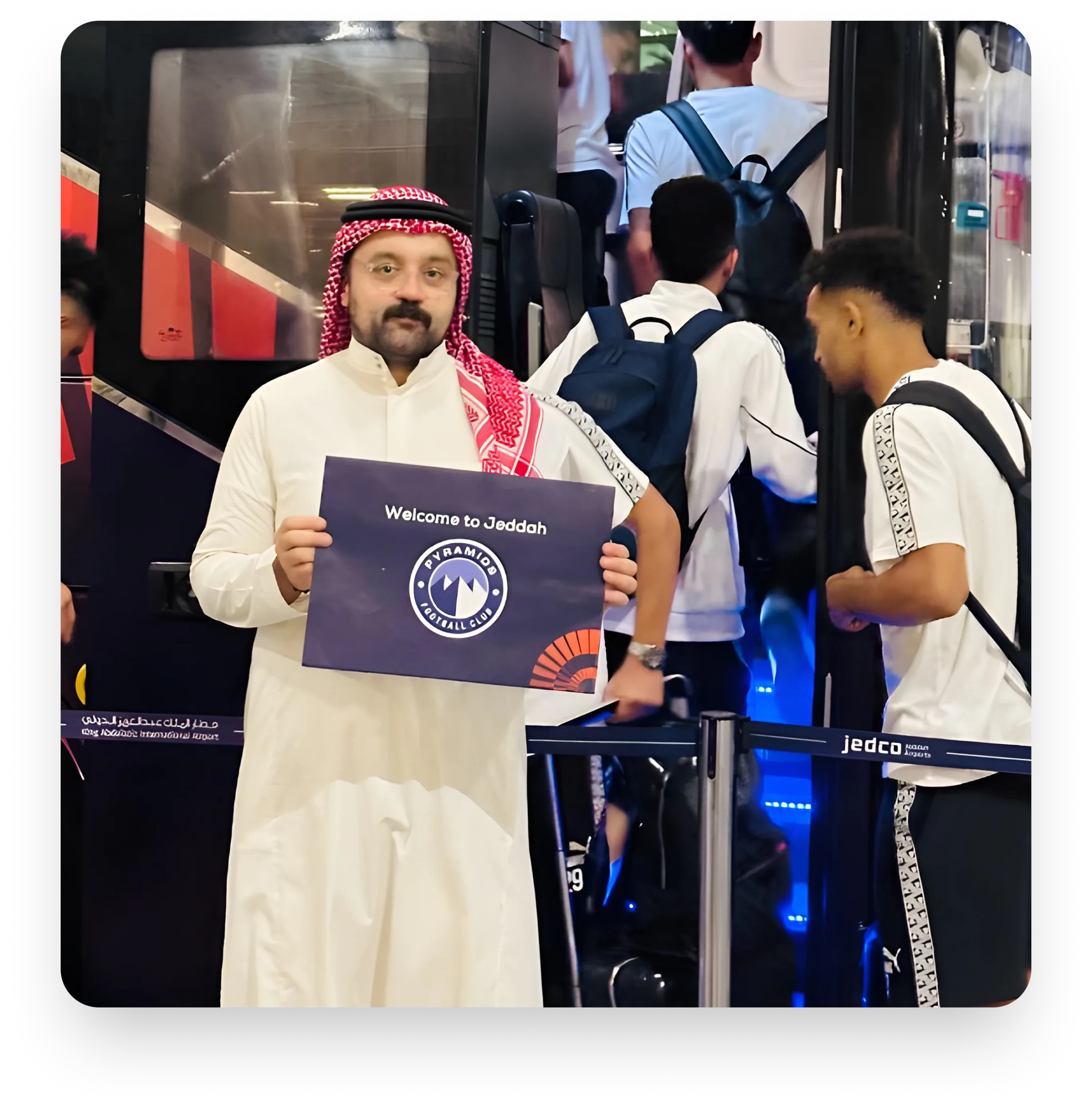TraffiQ parking representative welcomes FIFA team upon their arrival at King Abdulaziz International Airport in Jeddah